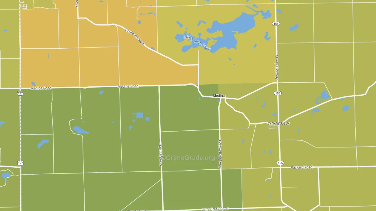 Medina, MI Map of Burglary Rates