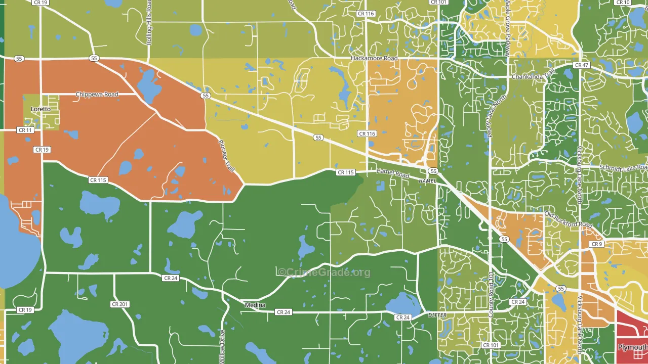 Medina, MN Map of Burglary Rates