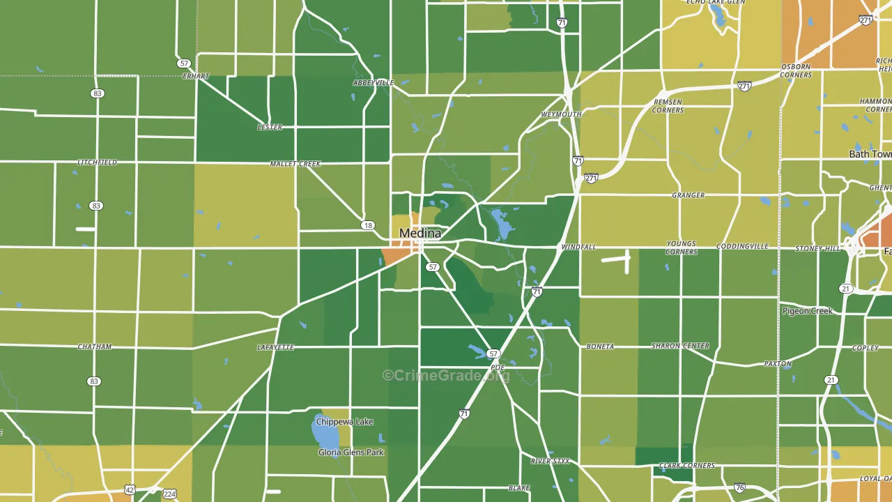 Medina, OH Map of Burglary Rates