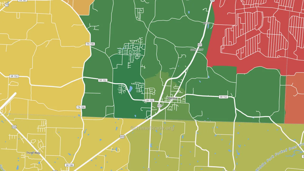 Medina, TN Map of Burglary Rates