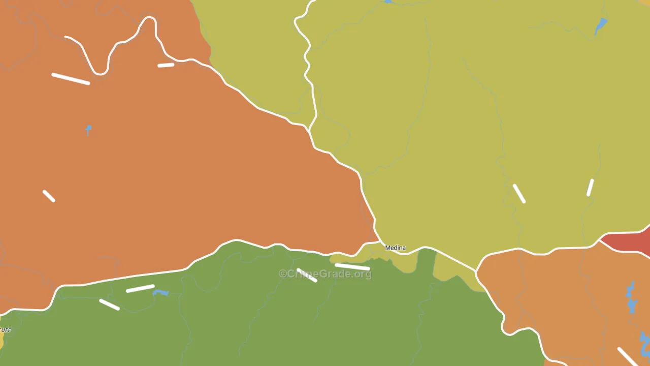 Medina, TX Map of Burglary Rates