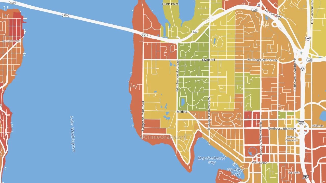 Medina, WA Map of Burglary Rates