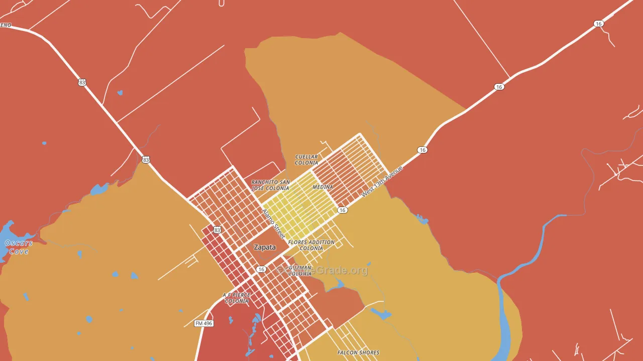 Medina, Zapata, TX Map of Burglary Rates