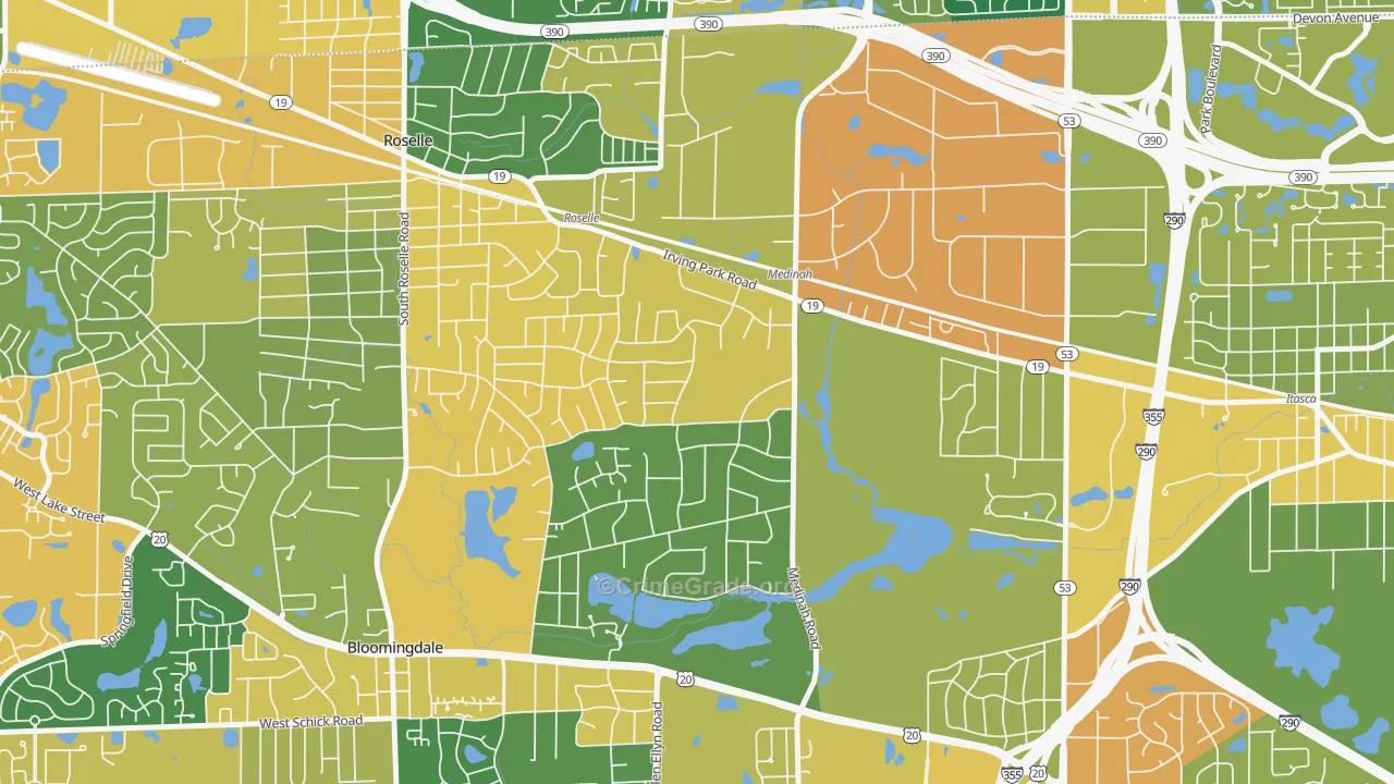 Medinah, IL Map of Burglary Rates