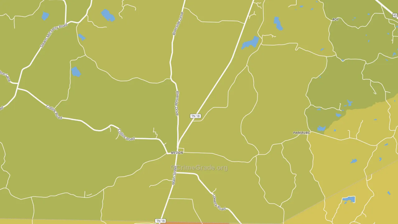 Medon, TN Map of Burglary Rates