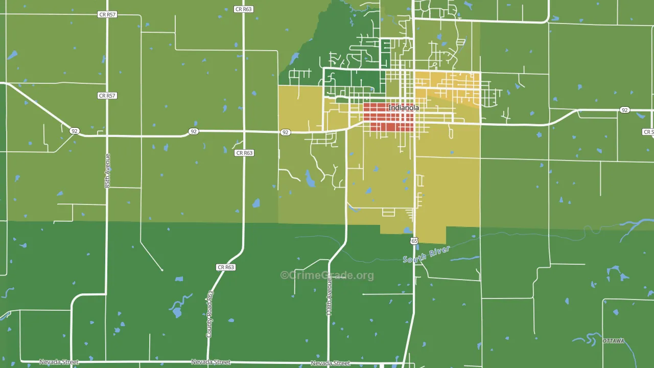 Medora, IA Map of Burglary Rates