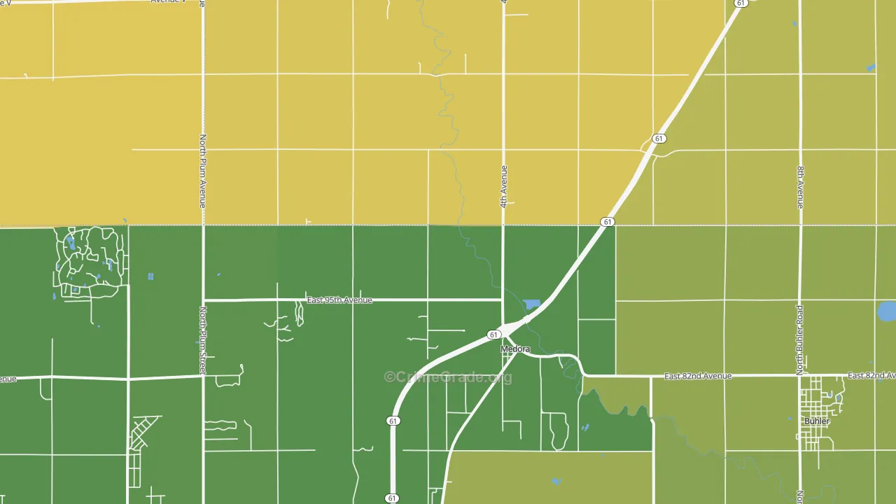 Medora, KS Map of Burglary Rates