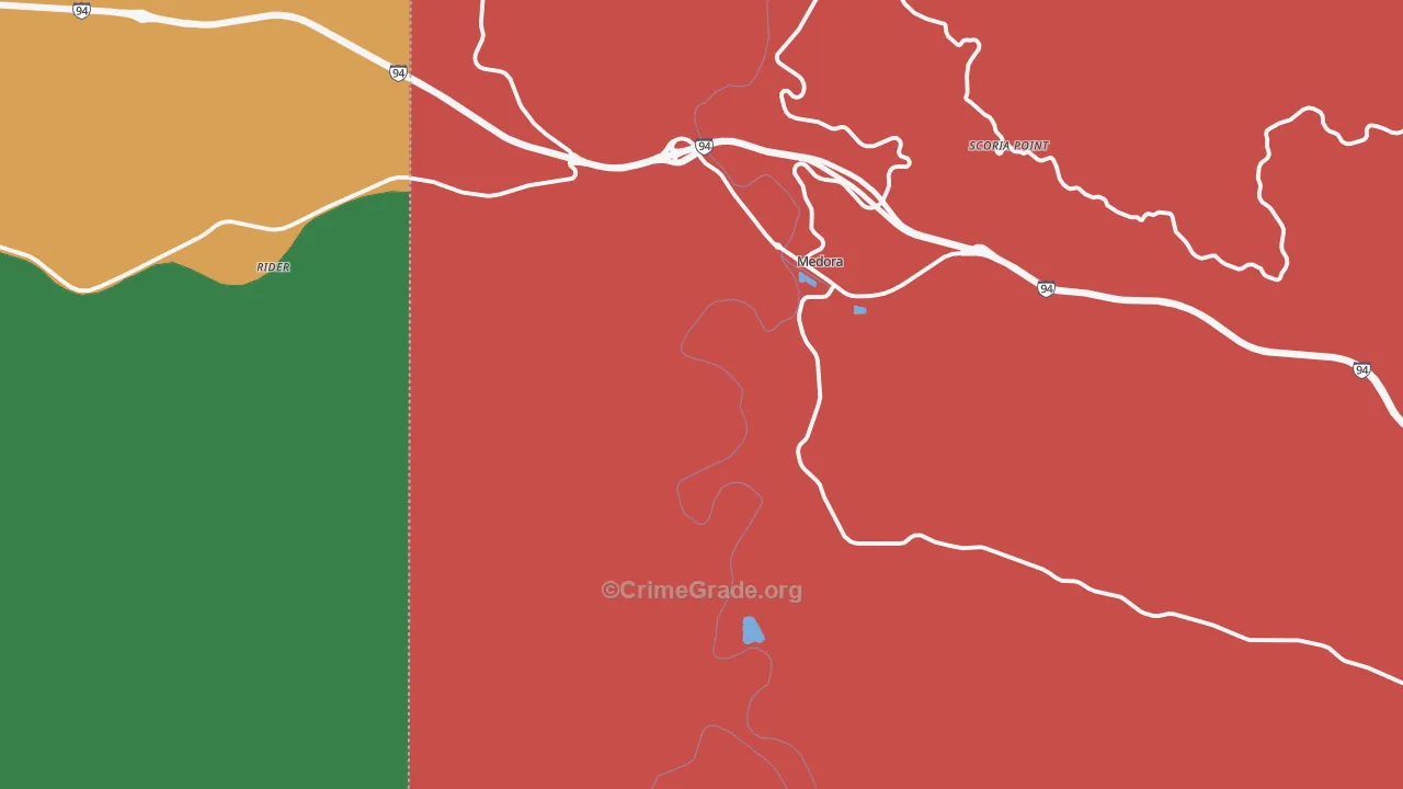 Medora, ND Map of Burglary Rates