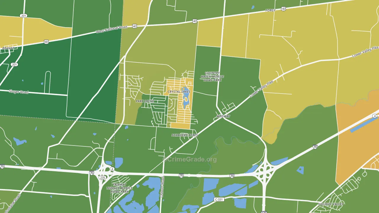 Medway, OH Map of Burglary Rates