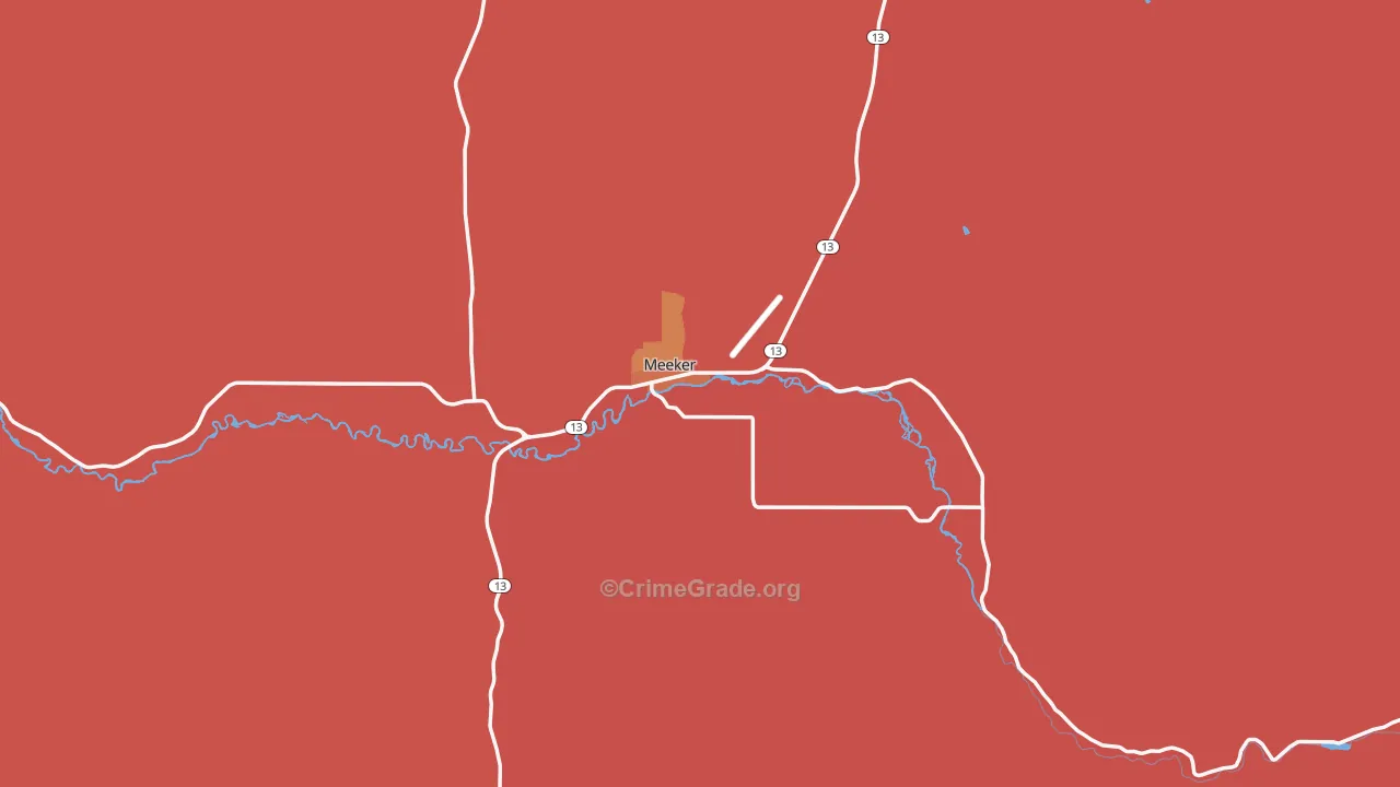 Meeker, CO Map of Burglary Rates