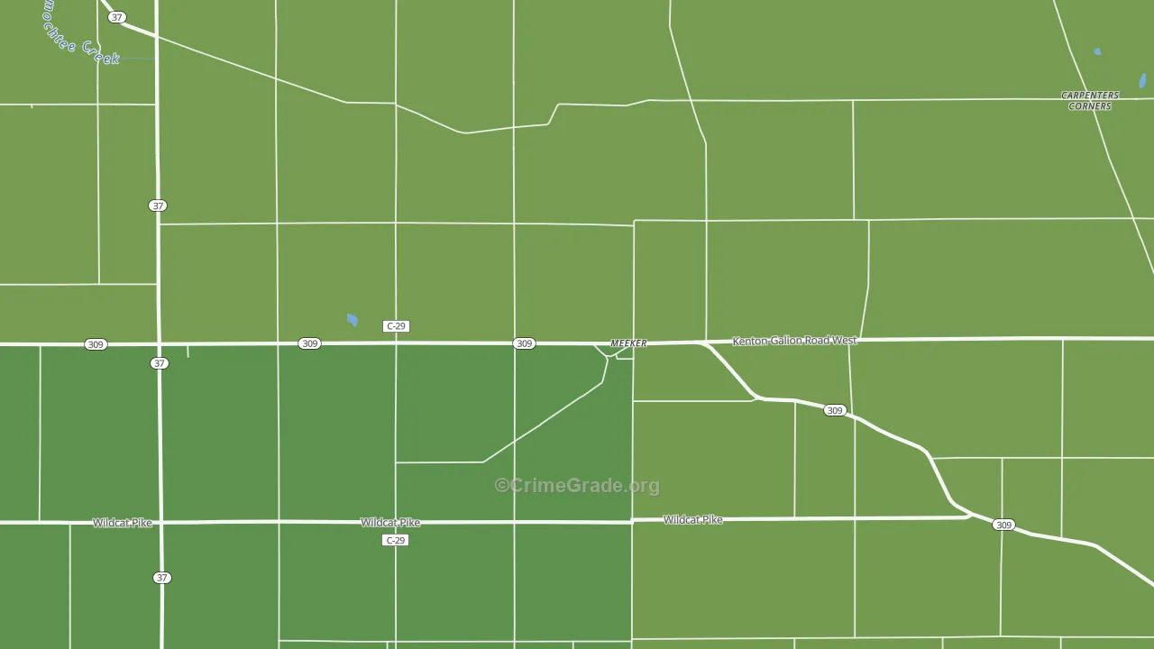 Meeker, OH Map of Burglary Rates