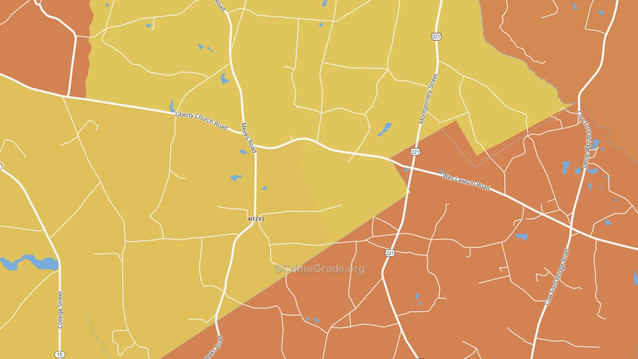 Meeks, GA Map of Burglary Rates
