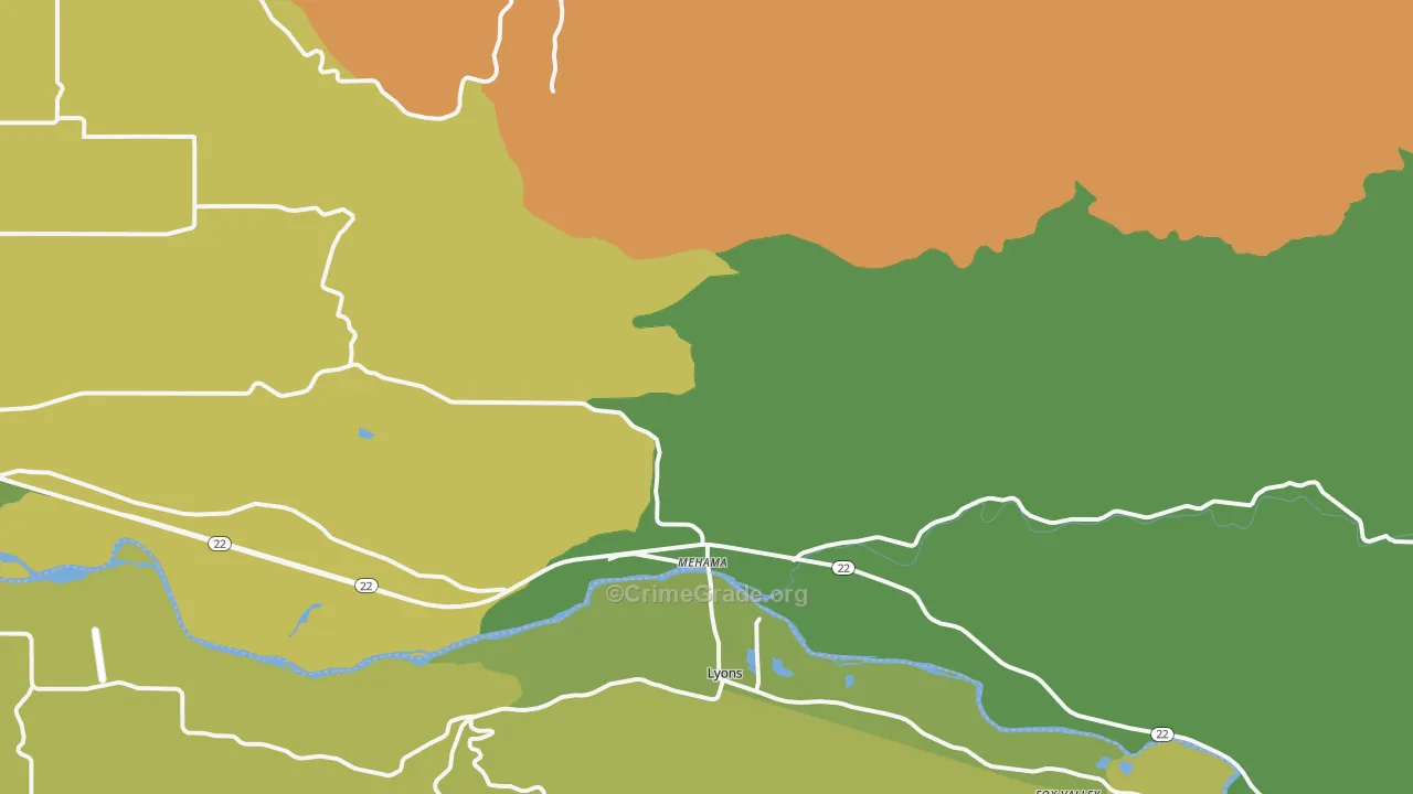Mehama, OR Map of Burglary Rates
