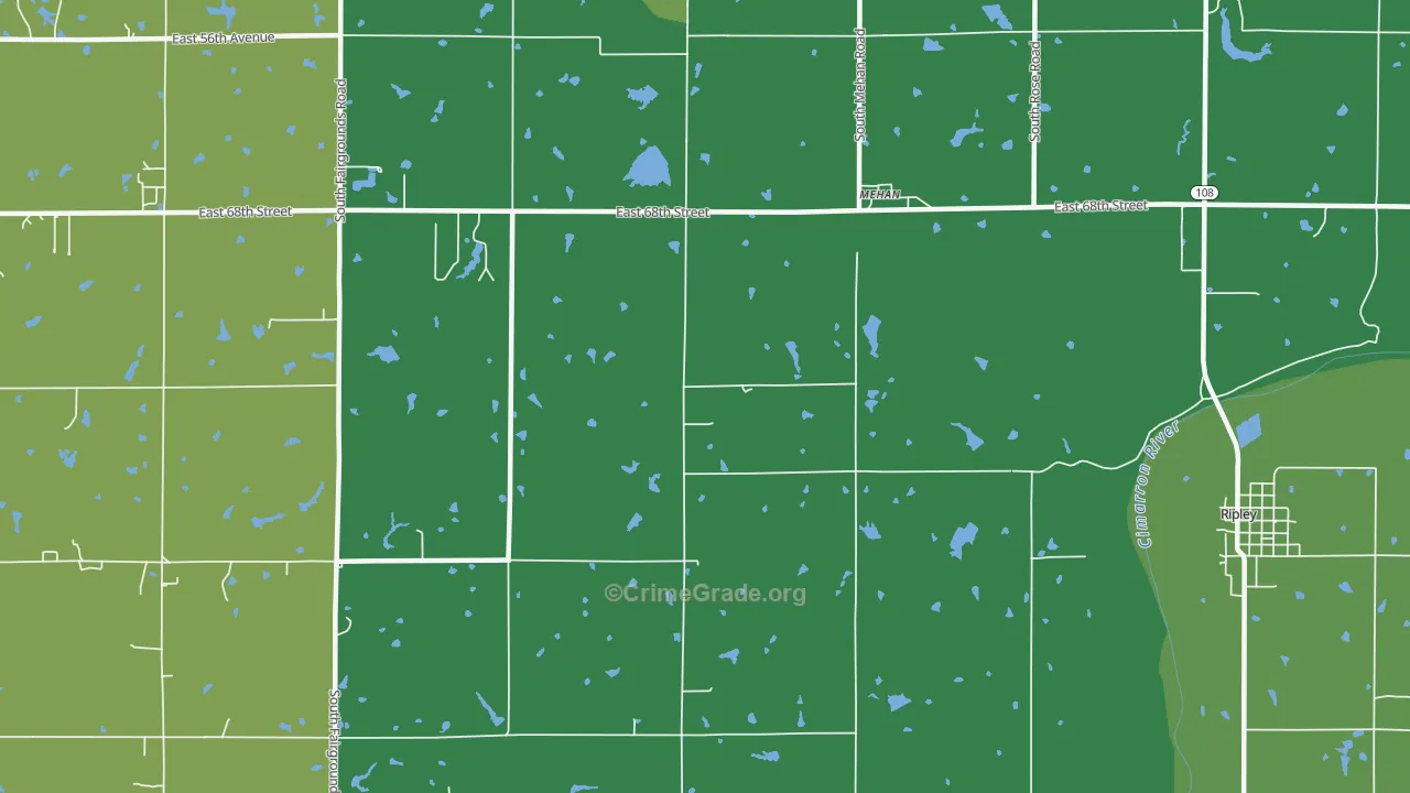 Mehan, OK Map of Burglary Rates