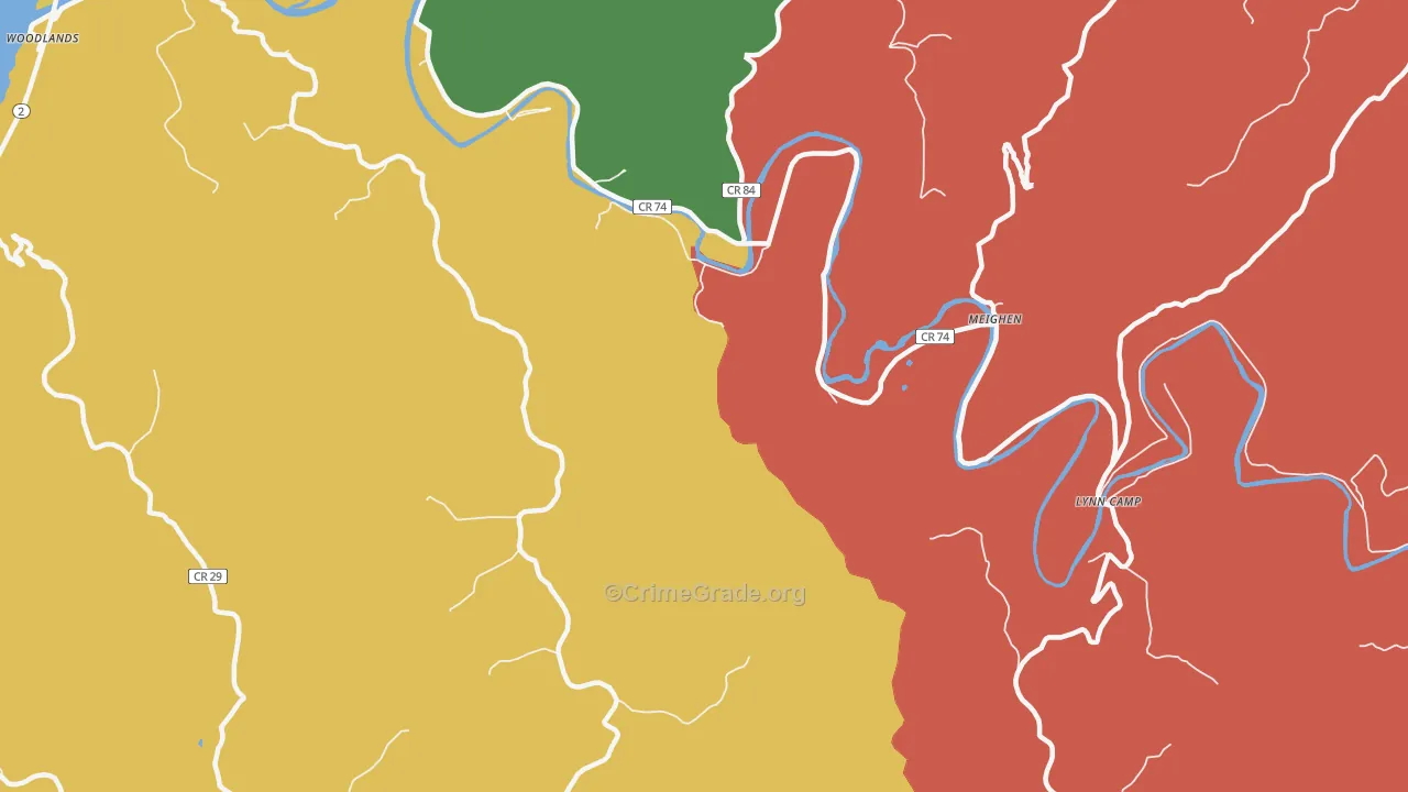 Meighen, WV Map of Burglary Rates