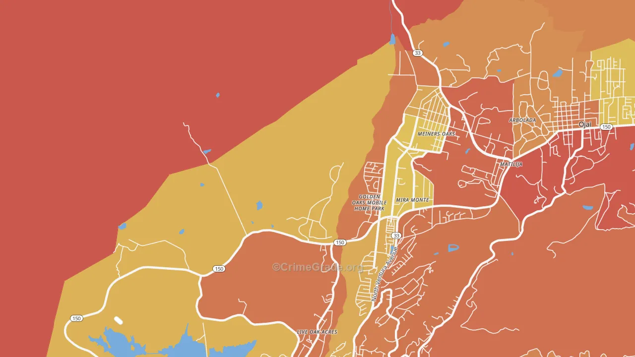 Meiners Oaks, CA Map of Burglary Rates