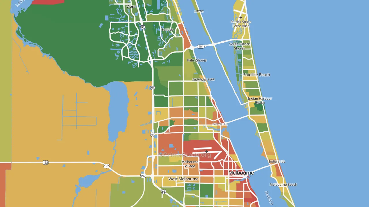 Melbourne, FL Map of Burglary Rates