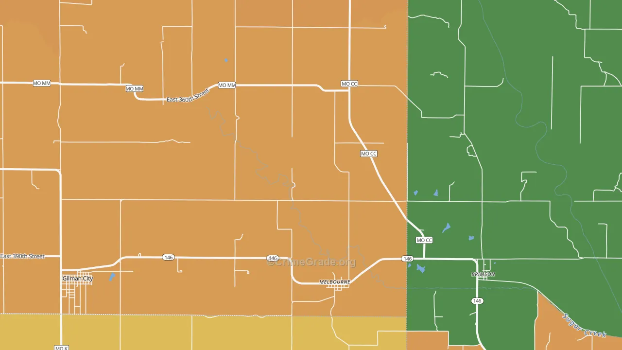 Melbourne, MO Map of Burglary Rates