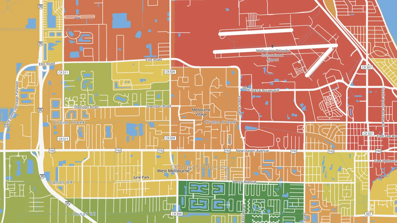 Melbourne Village, FL Map of Burglary Rates