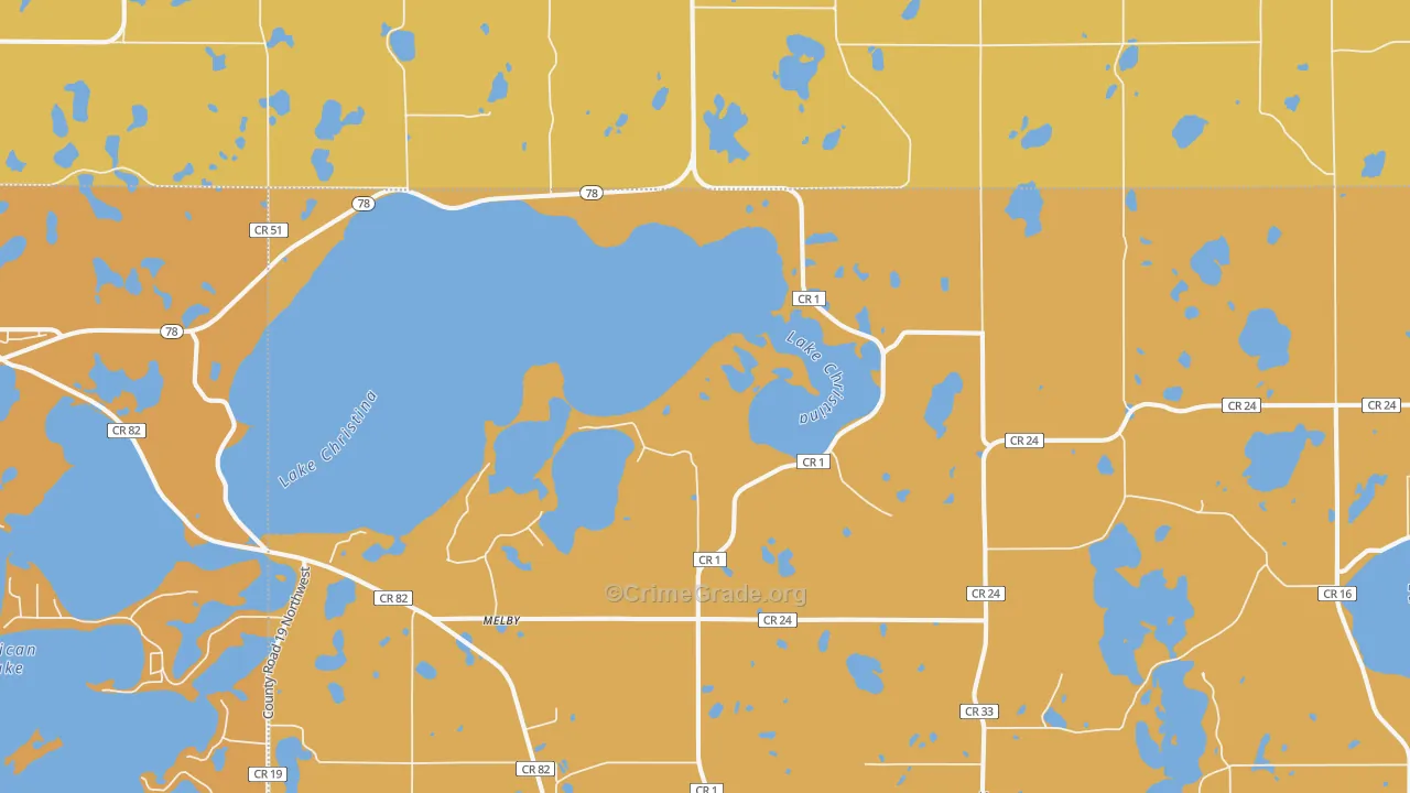 Melby, MN Map of Burglary Rates