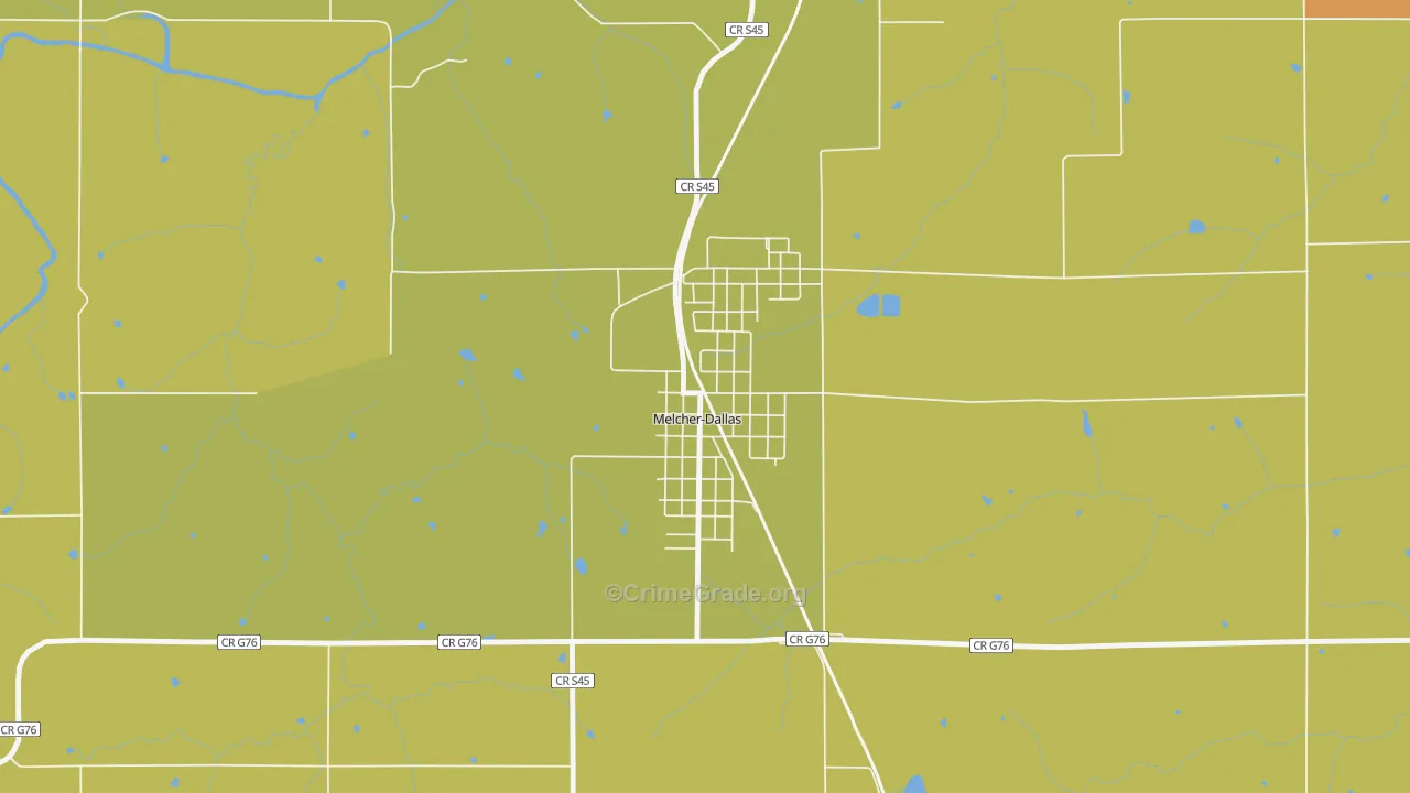 Melcher-Dallas, IA Map of Burglary Rates