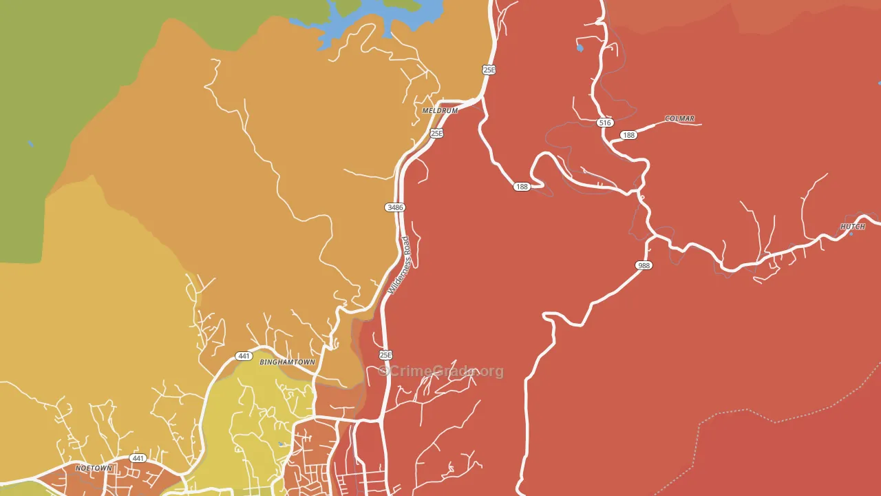 Meldrum, KY Map of Burglary Rates