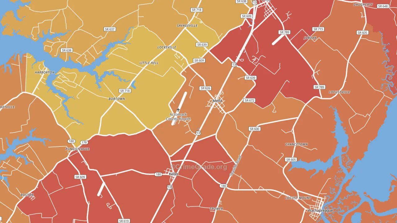 Melfa, VA Map of Burglary Rates