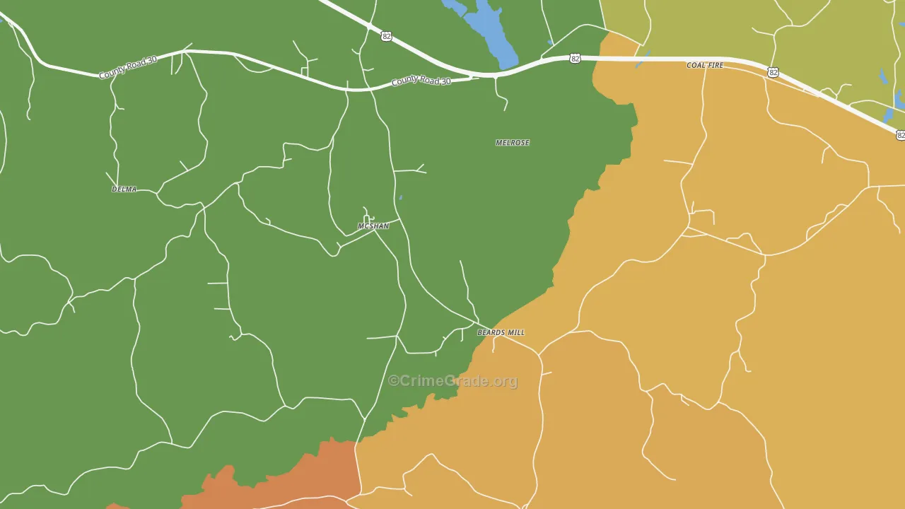 Melrose, AL Map of Burglary Rates
