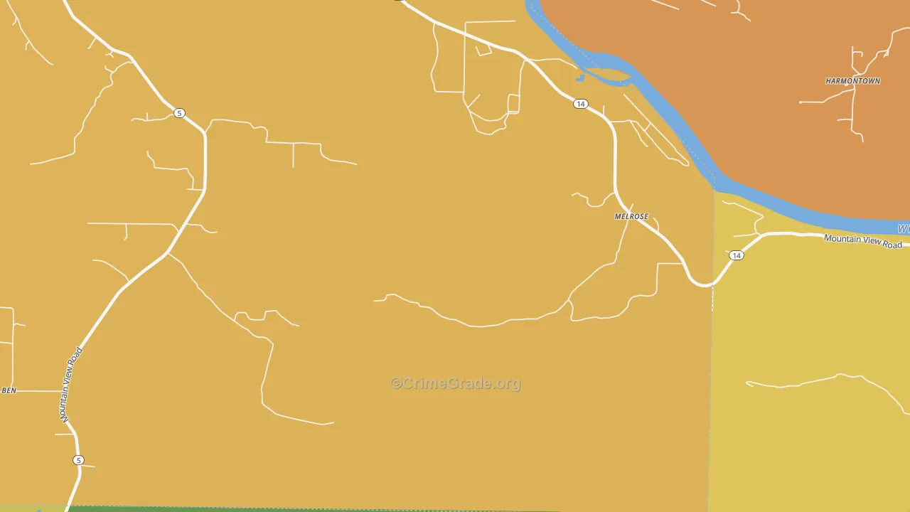 Melrose, AR Map of Burglary Rates