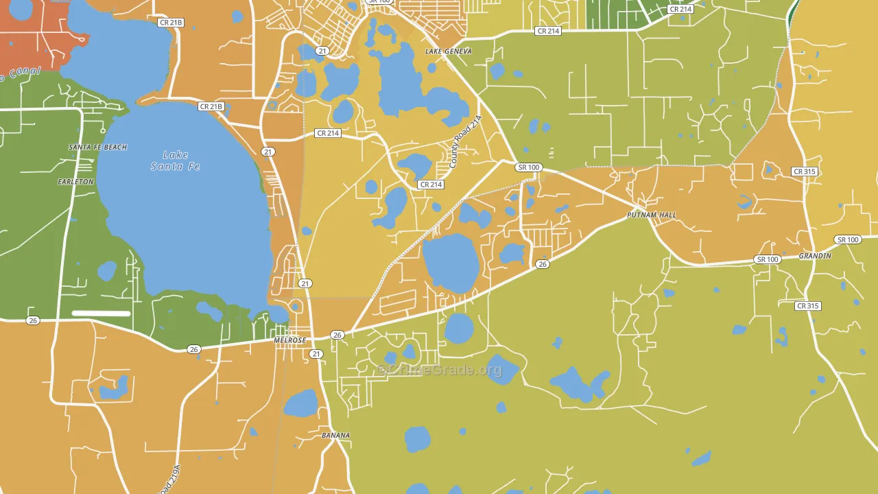Melrose, FL Map of Burglary Rates