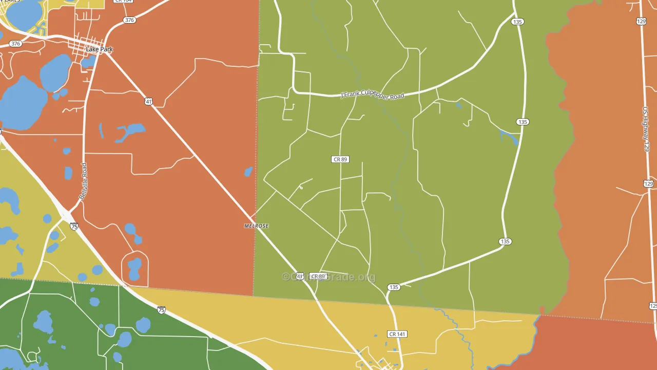 Melrose, GA Map of Burglary Rates