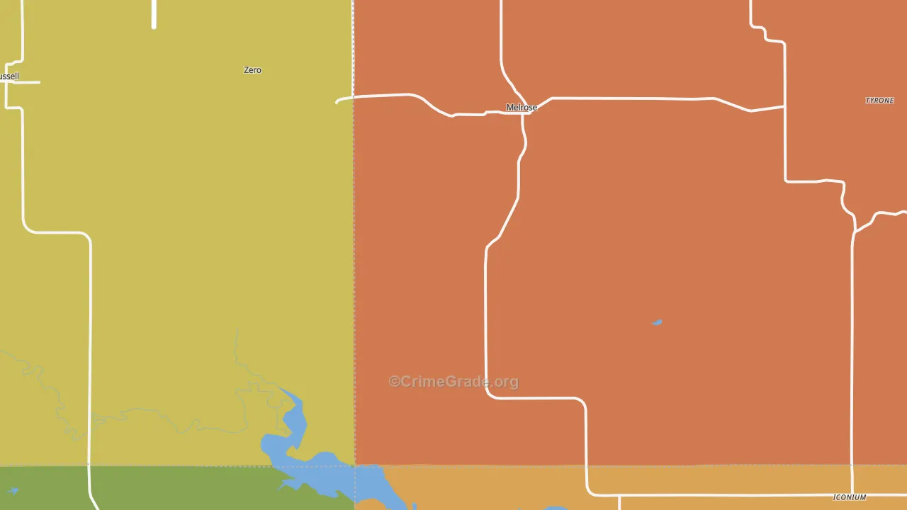 Melrose, IA Map of Burglary Rates