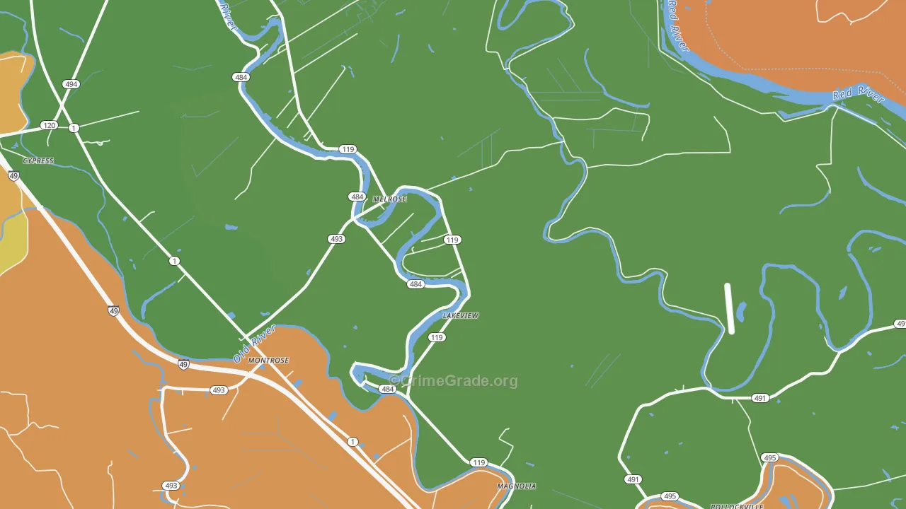 Melrose, LA Map of Burglary Rates