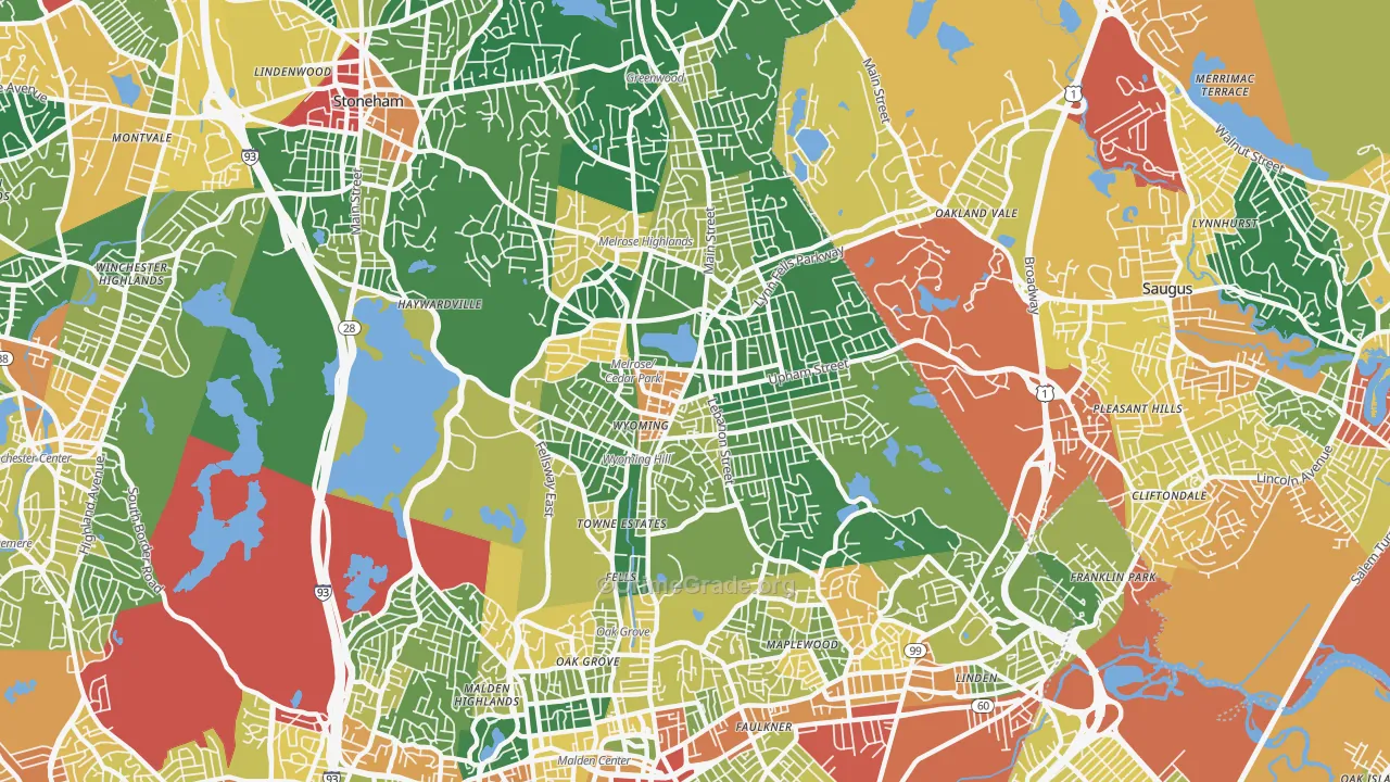 Melrose, MA Map of Burglary Rates