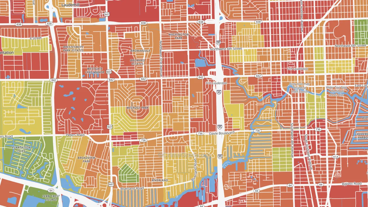 Melrose Manors, Fort Lauderdale, FL Map of Burglary Rates