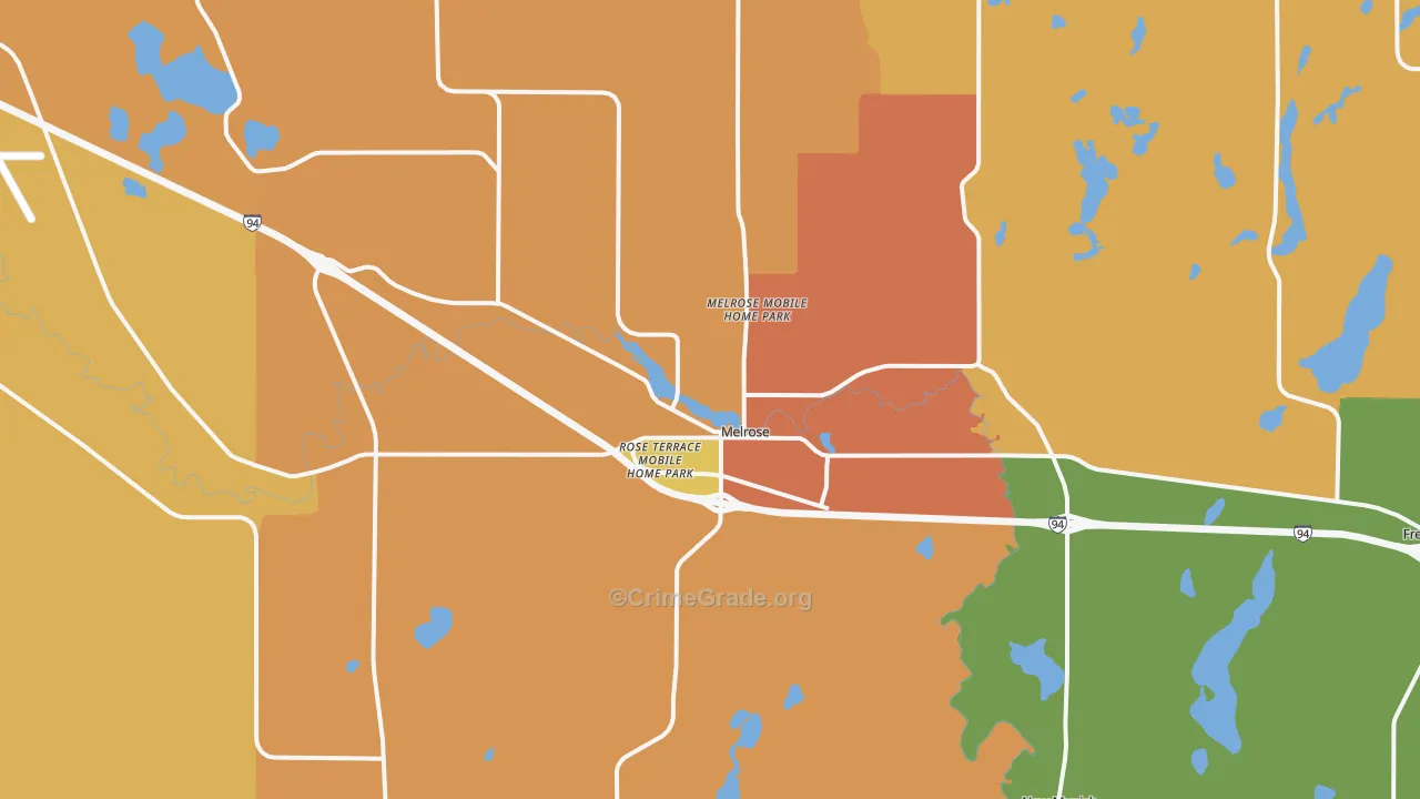 Melrose, MN Map of Burglary Rates