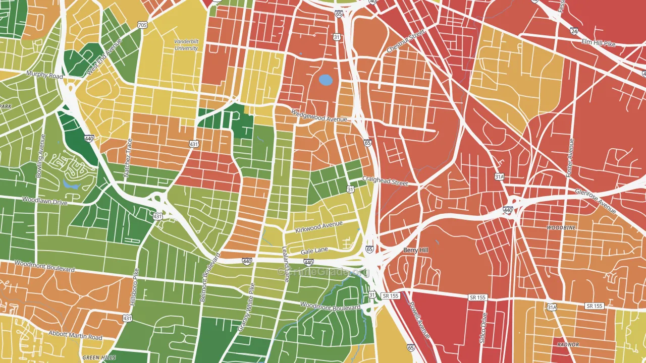 Melrose, Nashville, TN Map of Burglary Rates