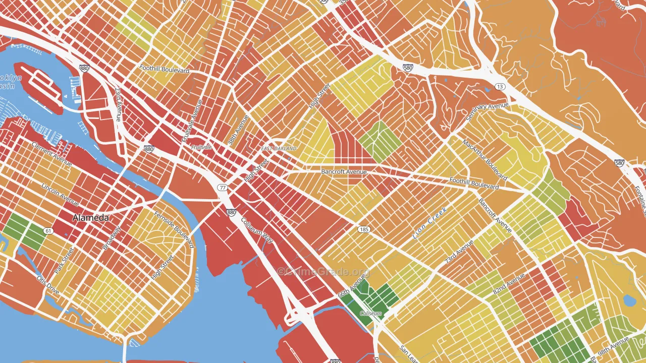 Melrose, Oakland, CA Map of Burglary Rates