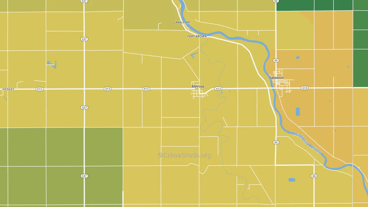 Melrose, OH Map of Burglary Rates