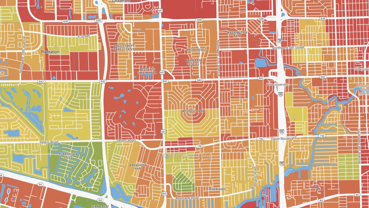 Melrose Park, Fort Lauderdale, FL Map of Burglary Rates