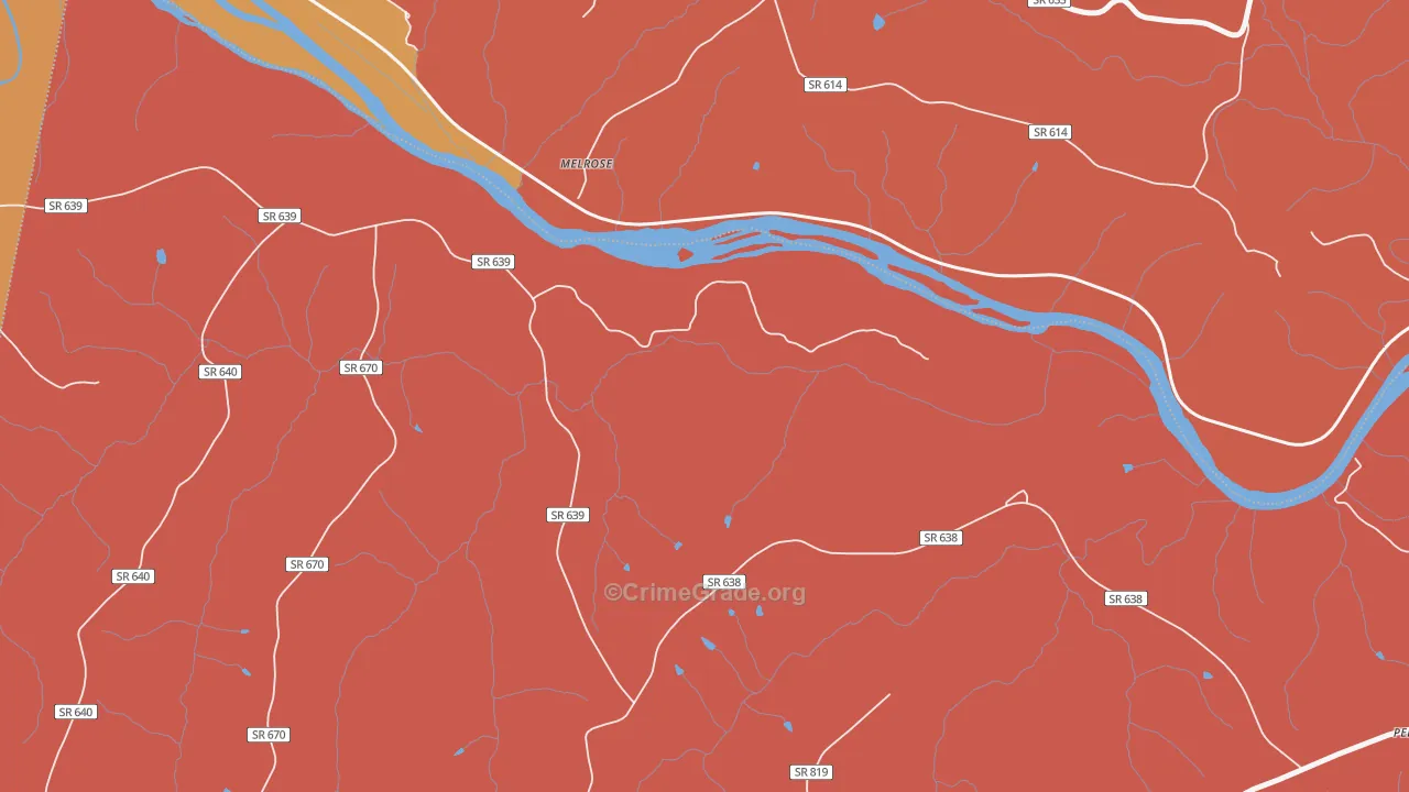 Melrose, VA Map of Burglary Rates