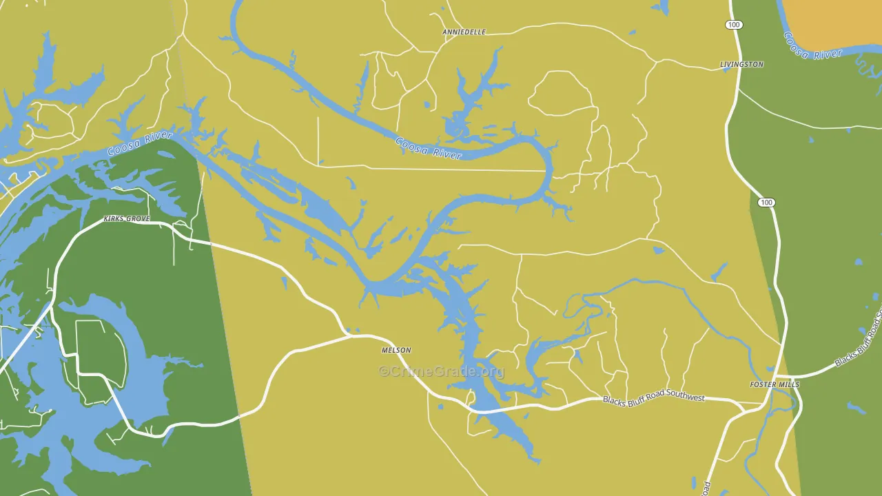 Melson, GA Map of Burglary Rates