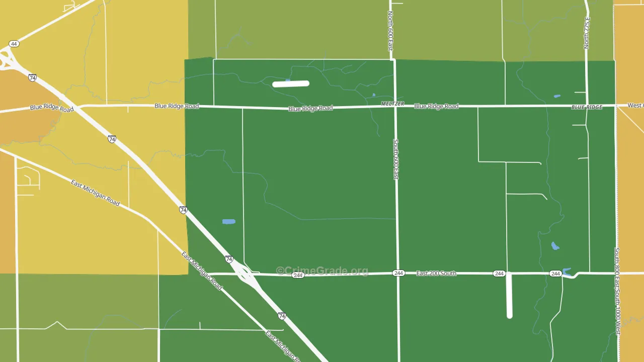 Meltzer, IN Map of Burglary Rates