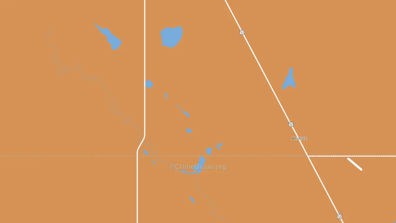 Melville, ND Map of Burglary Rates
