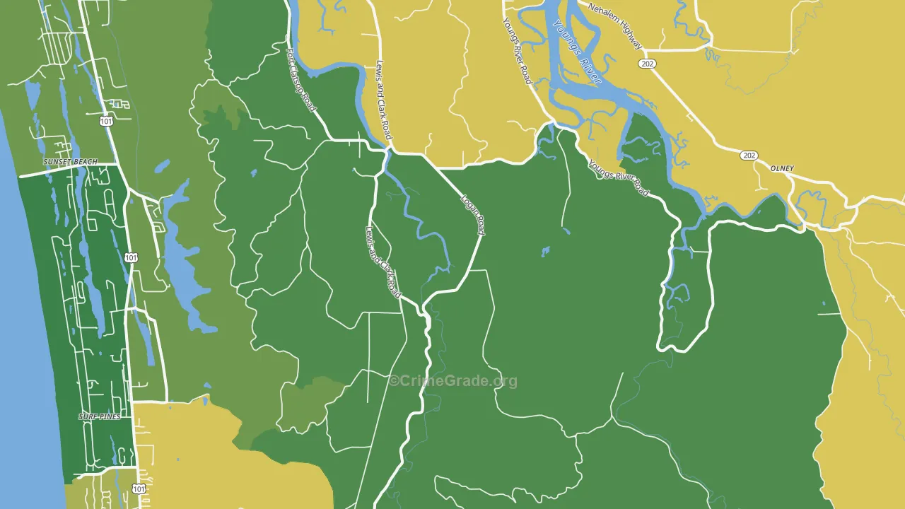 Melville, OR Map of Burglary Rates