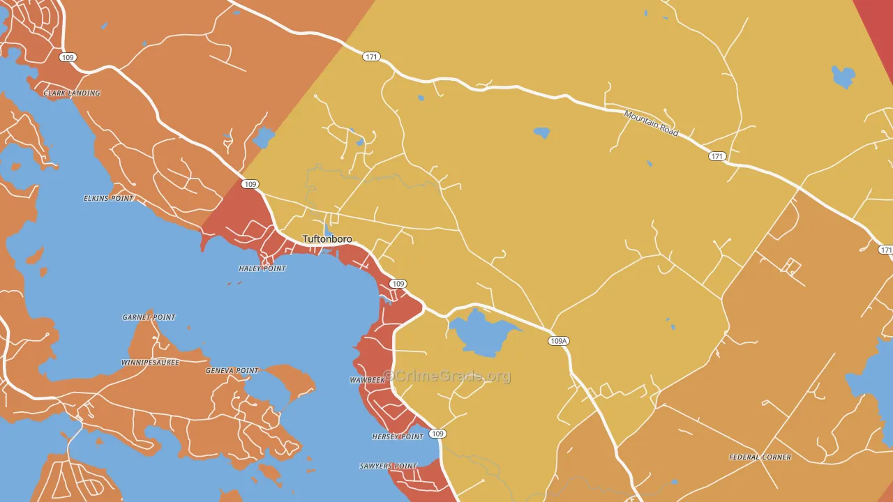 Melvin Village, NH Map of Burglary Rates