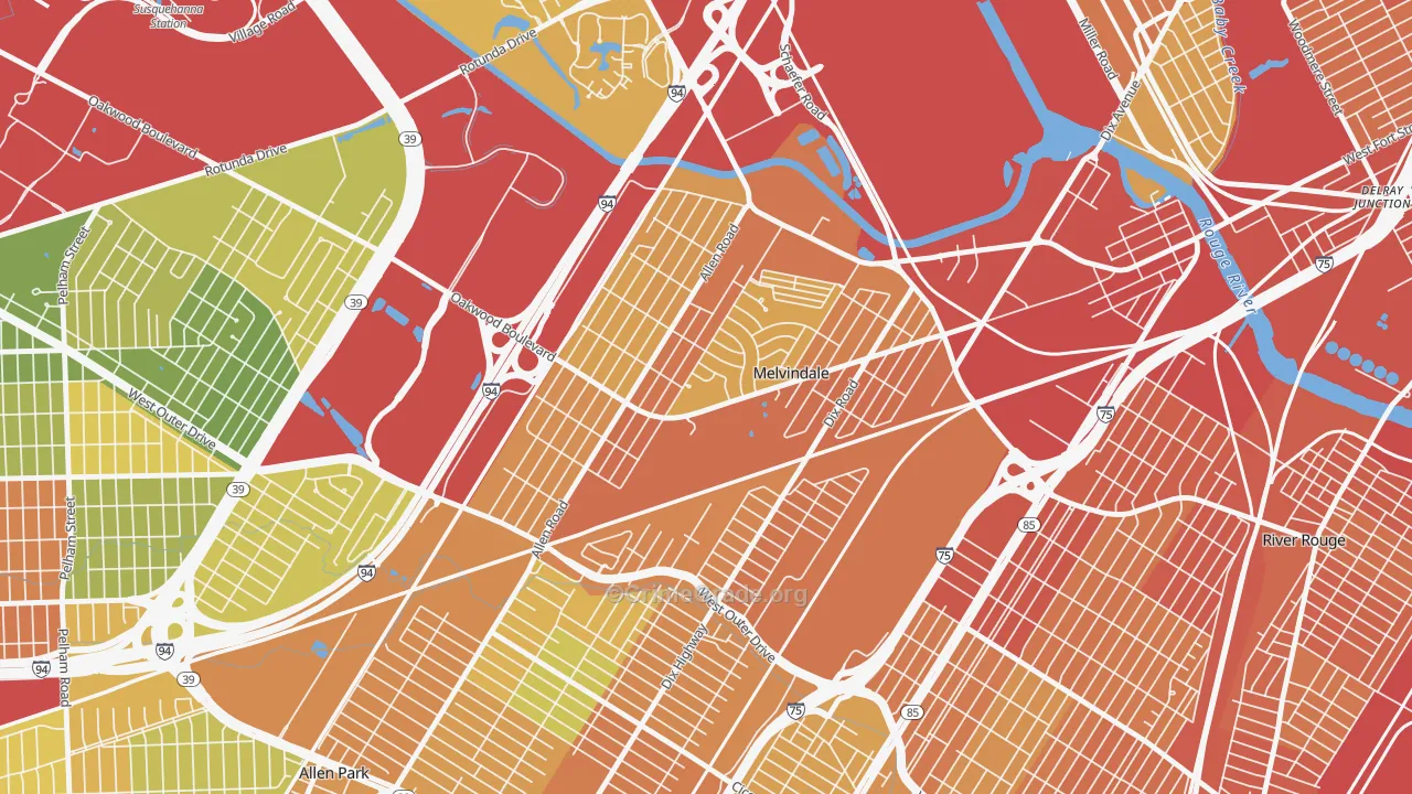 Melvindale, MI Map of Burglary Rates