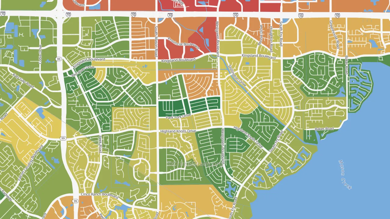 Memorial Parkway, Katy, TX Map of Burglary Rates