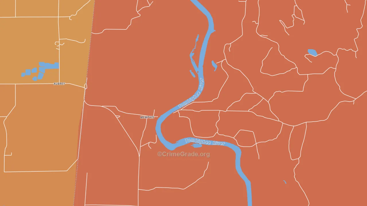 Memphis, AL Map of Burglary Rates
