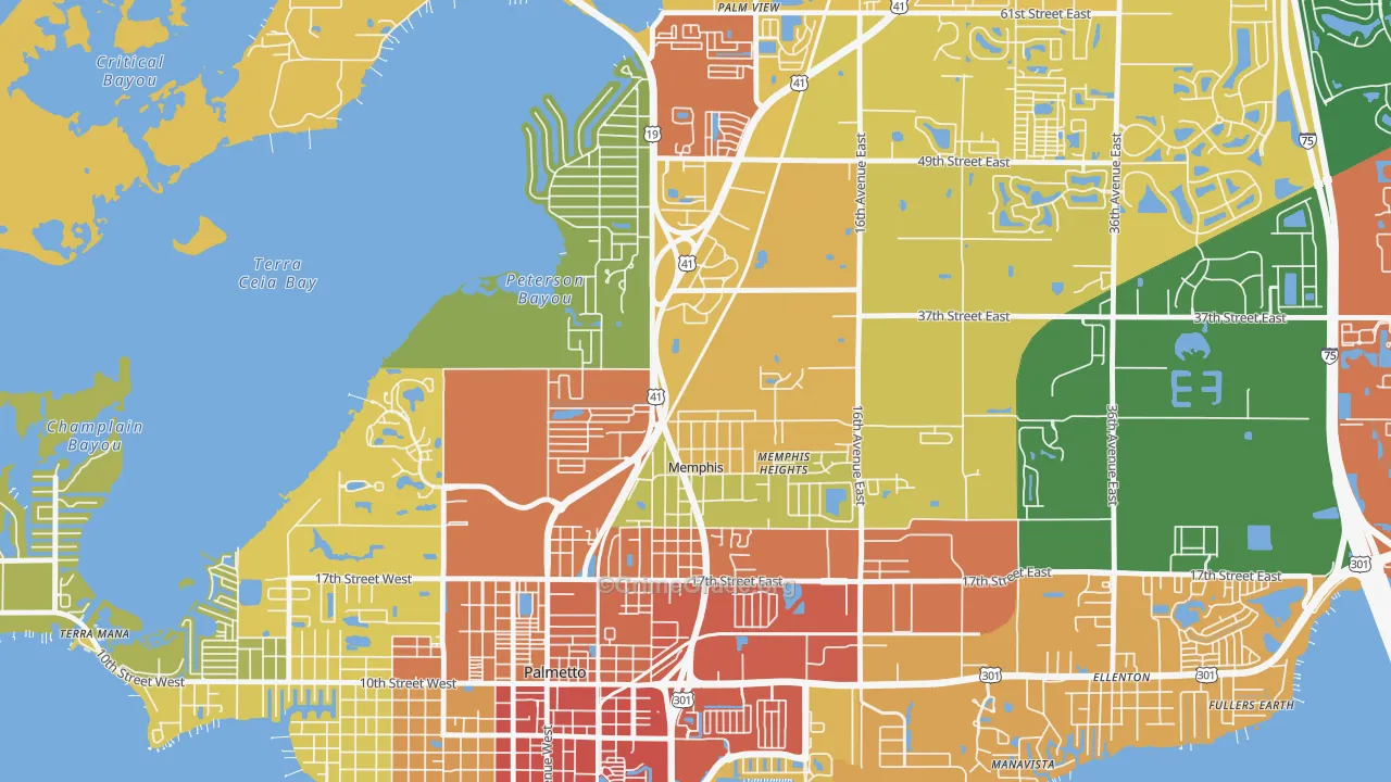 Memphis, FL Map of Burglary Rates